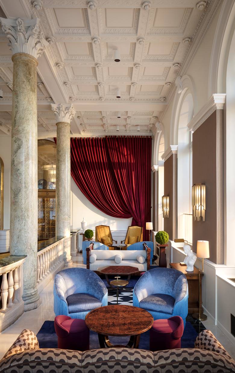 The lounge area at Café Riggs, featuring elegant furnishings and a cozy atmosphere.